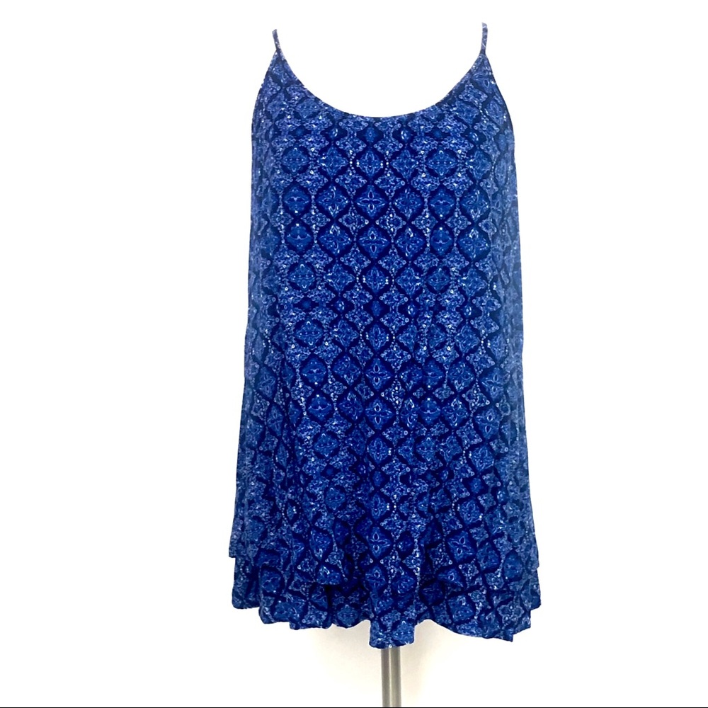 Forever 21 Blue Print Spaghetti Strap Mini Dress L